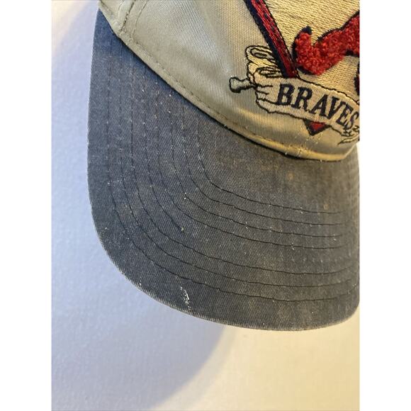 STARTER Vtg 90's MLB Atlanta Braves Paisley Under Brim Letterman A Snapback Hat - Picture 5 of 10